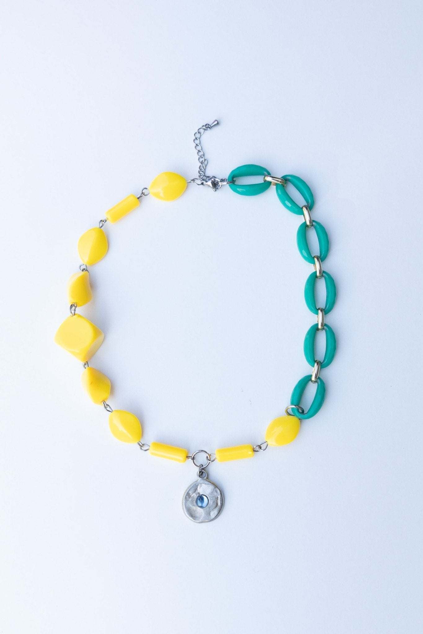 Collier Médaillon Jaune & Vert Menthe - Maison Zélie