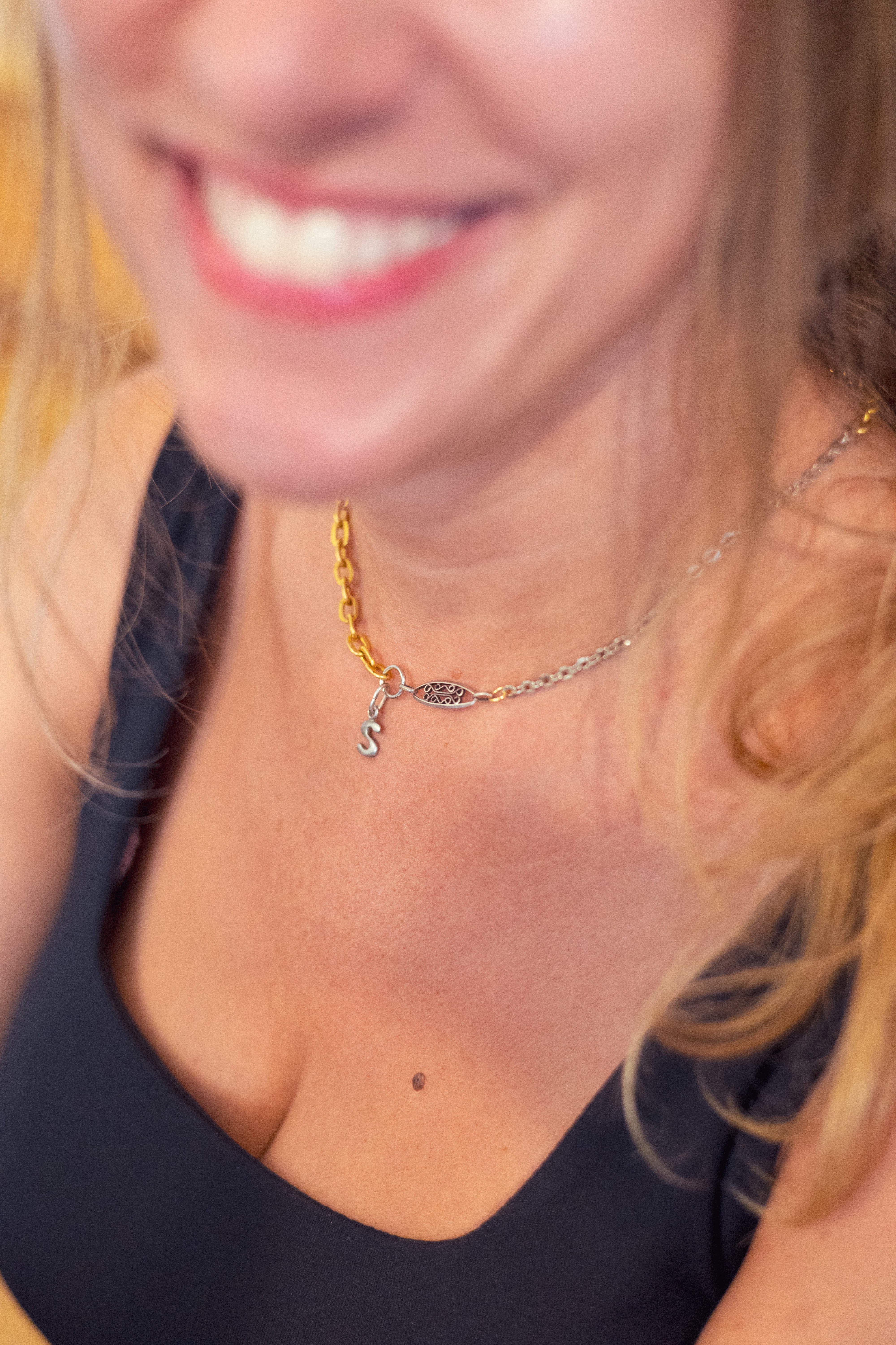 Collier upcyclé chaine Initiale Argent S