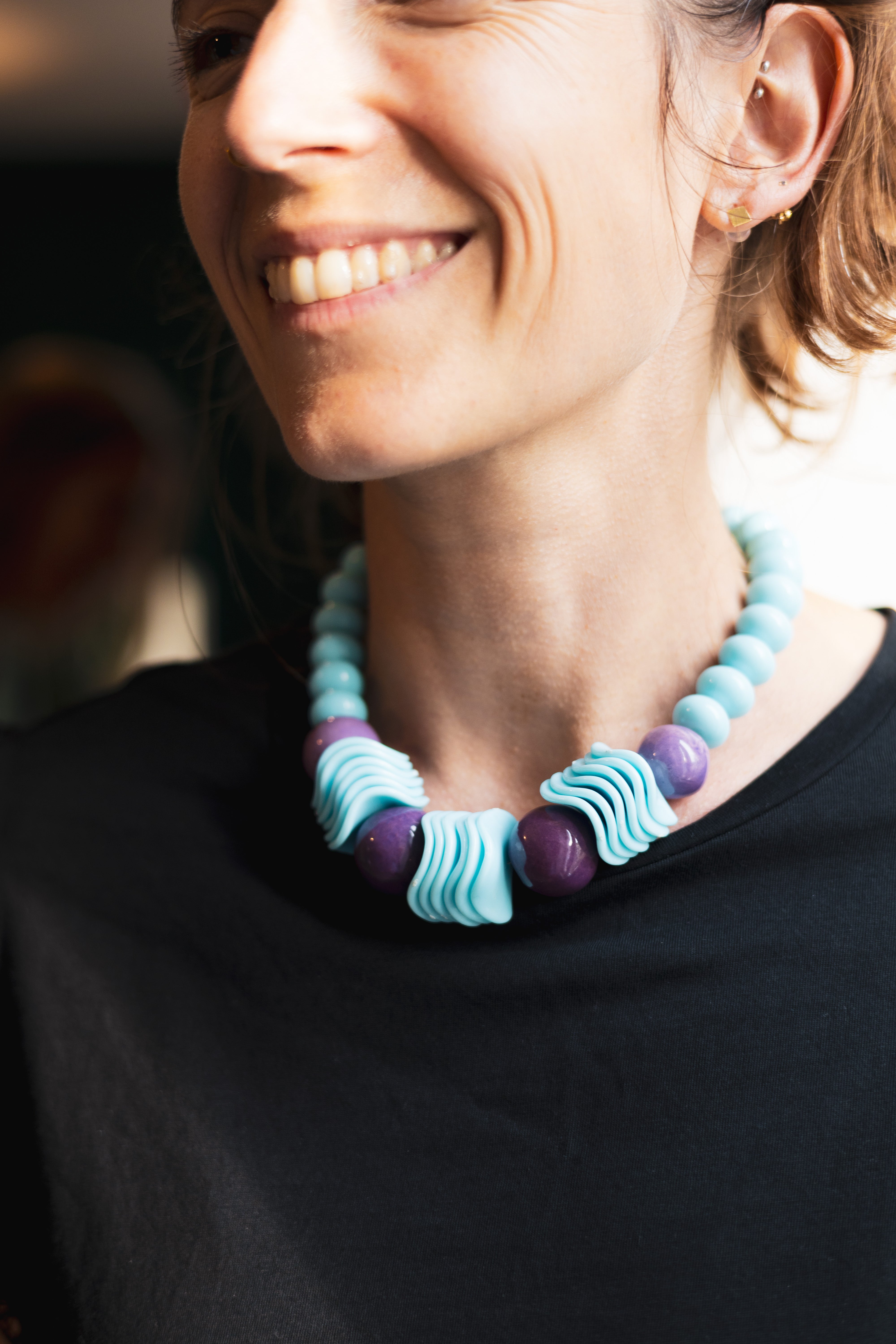 Collier upcyclé en perles Vague Pop