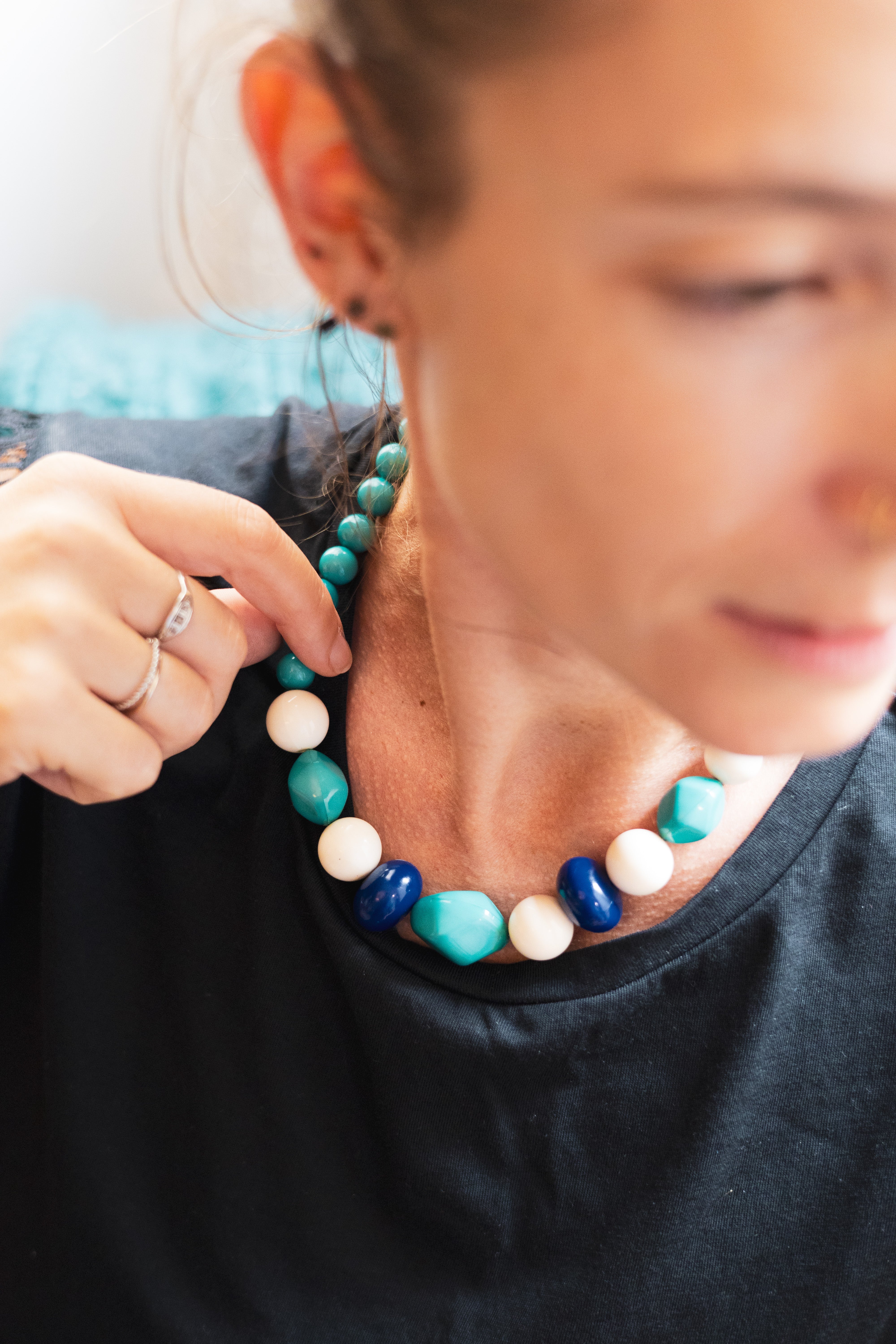 Collier upcyclé en perles Riviera pop