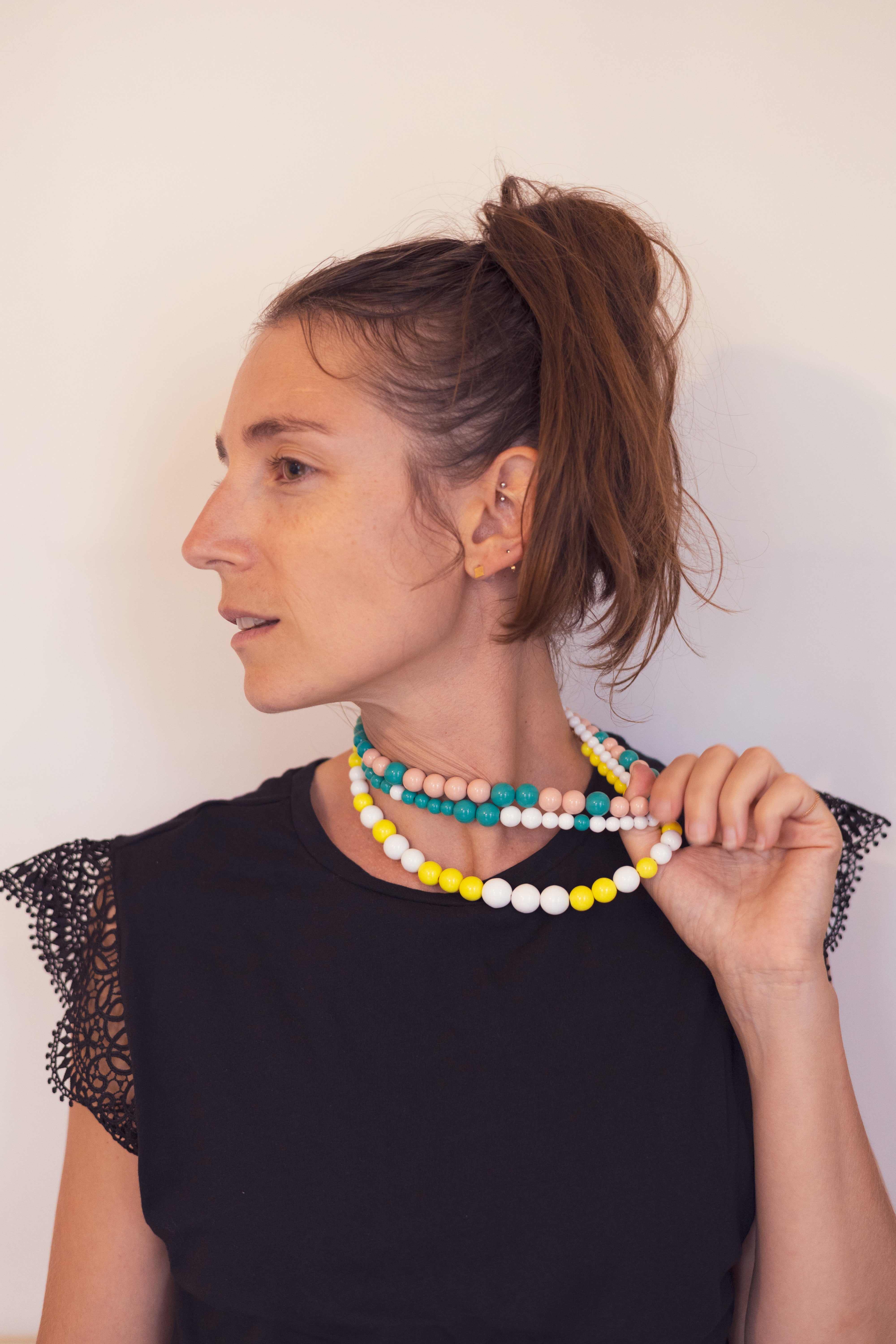 Collier upcyclé en perles Citron givré