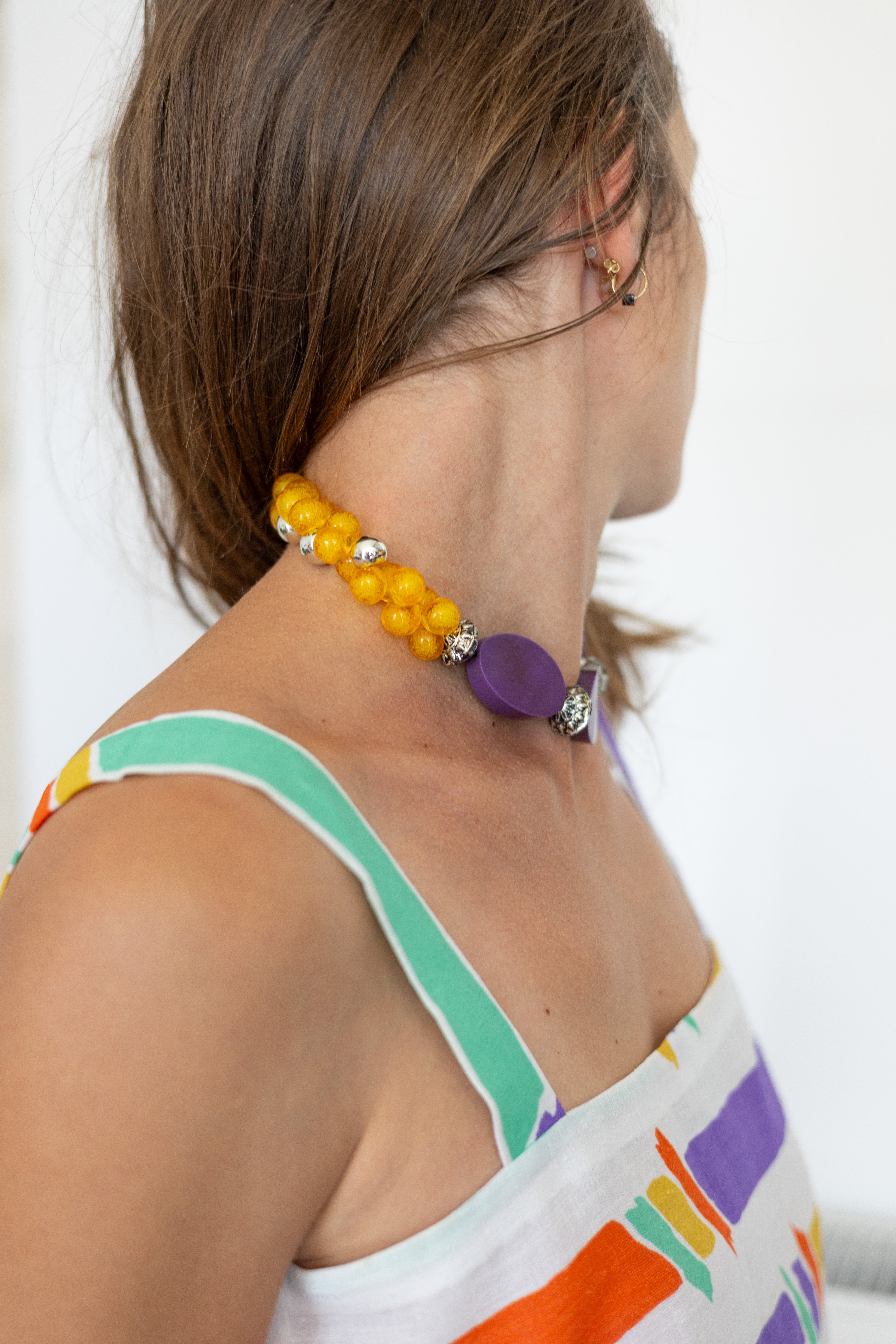 Collier upcyclé en perles Éclat Solaire