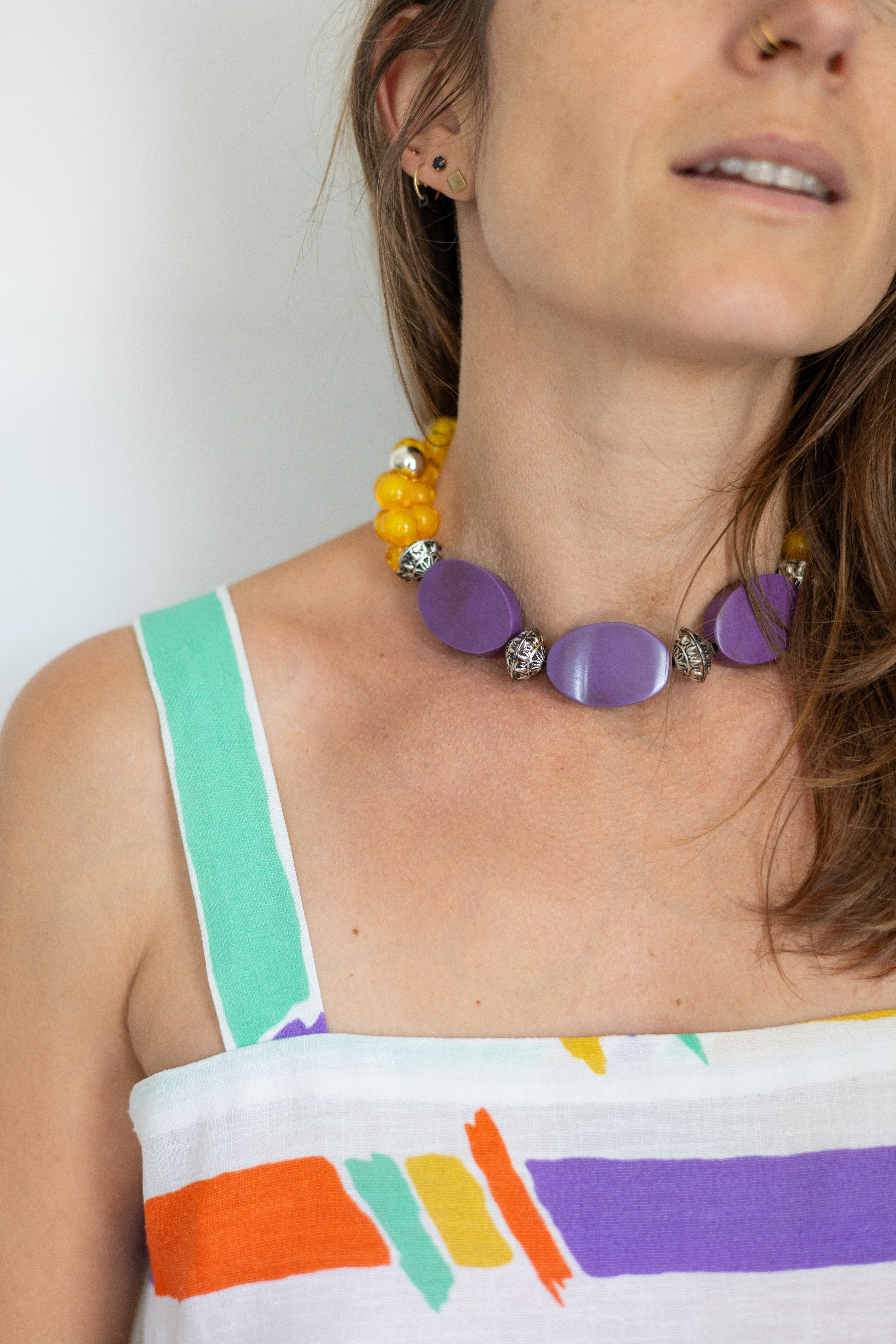 Collier upcyclé en perles Éclat Solaire
