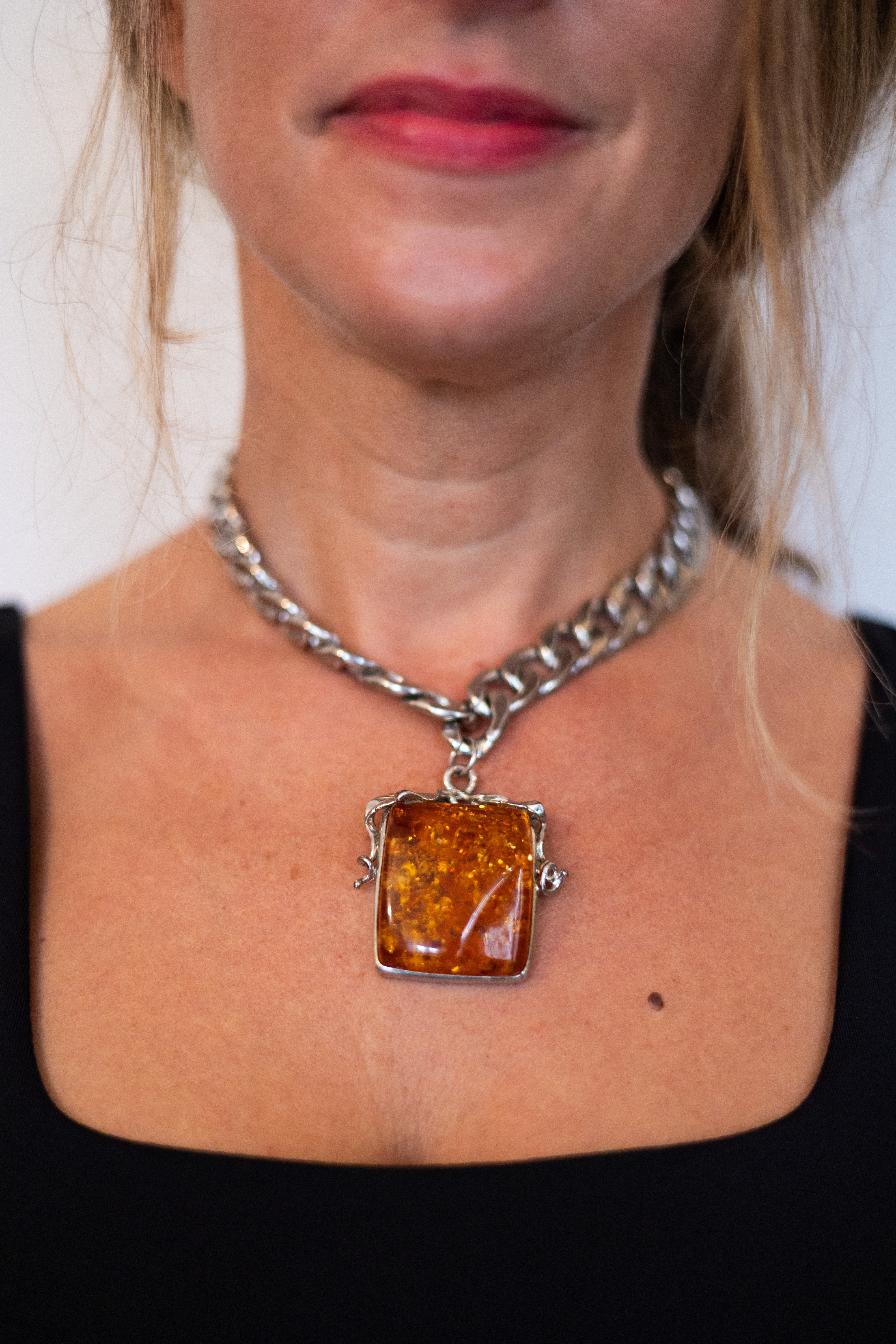 Collier upcyclé chaine Ambre Impérial