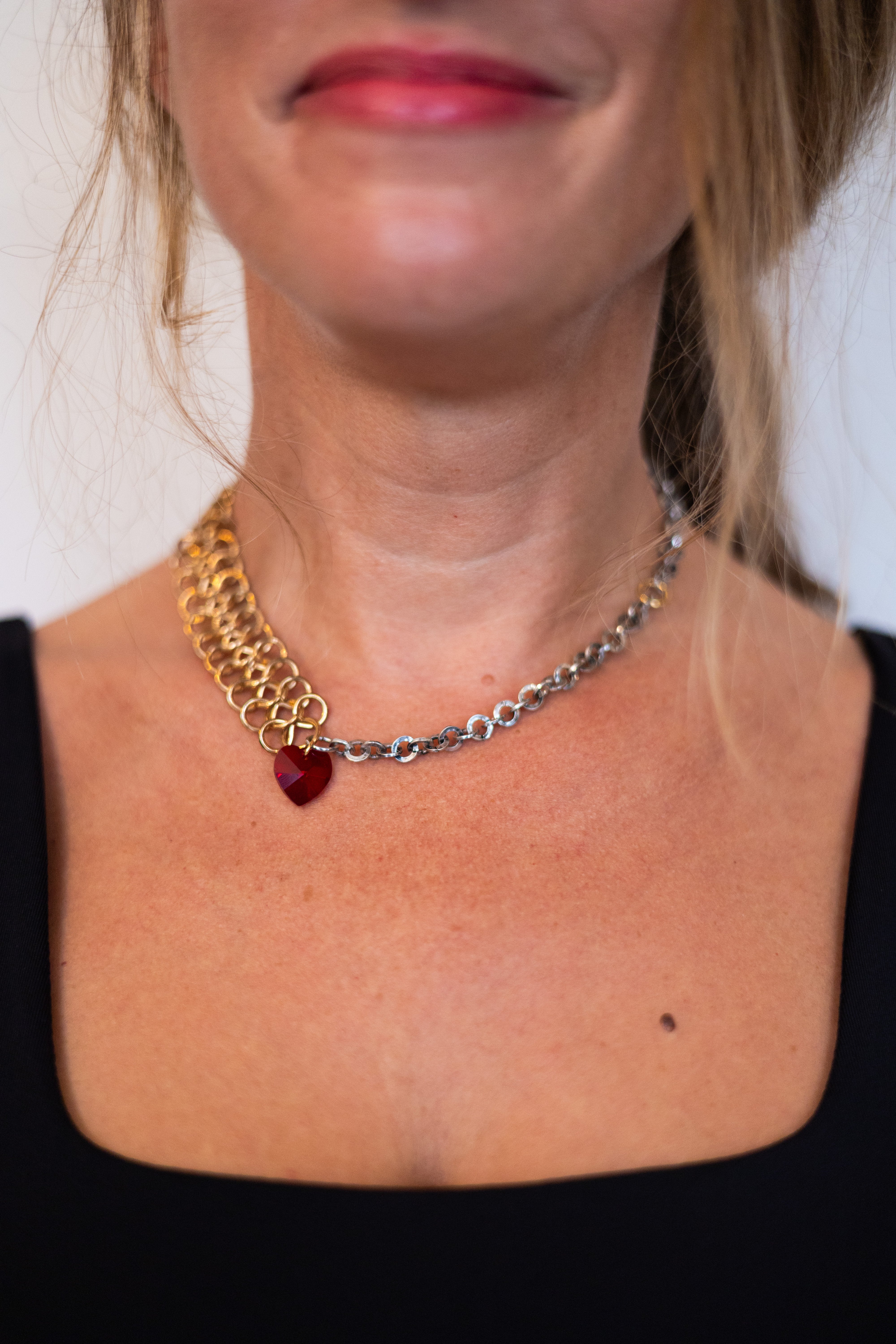Collier upcyclé chaîne Amour Barbelé
