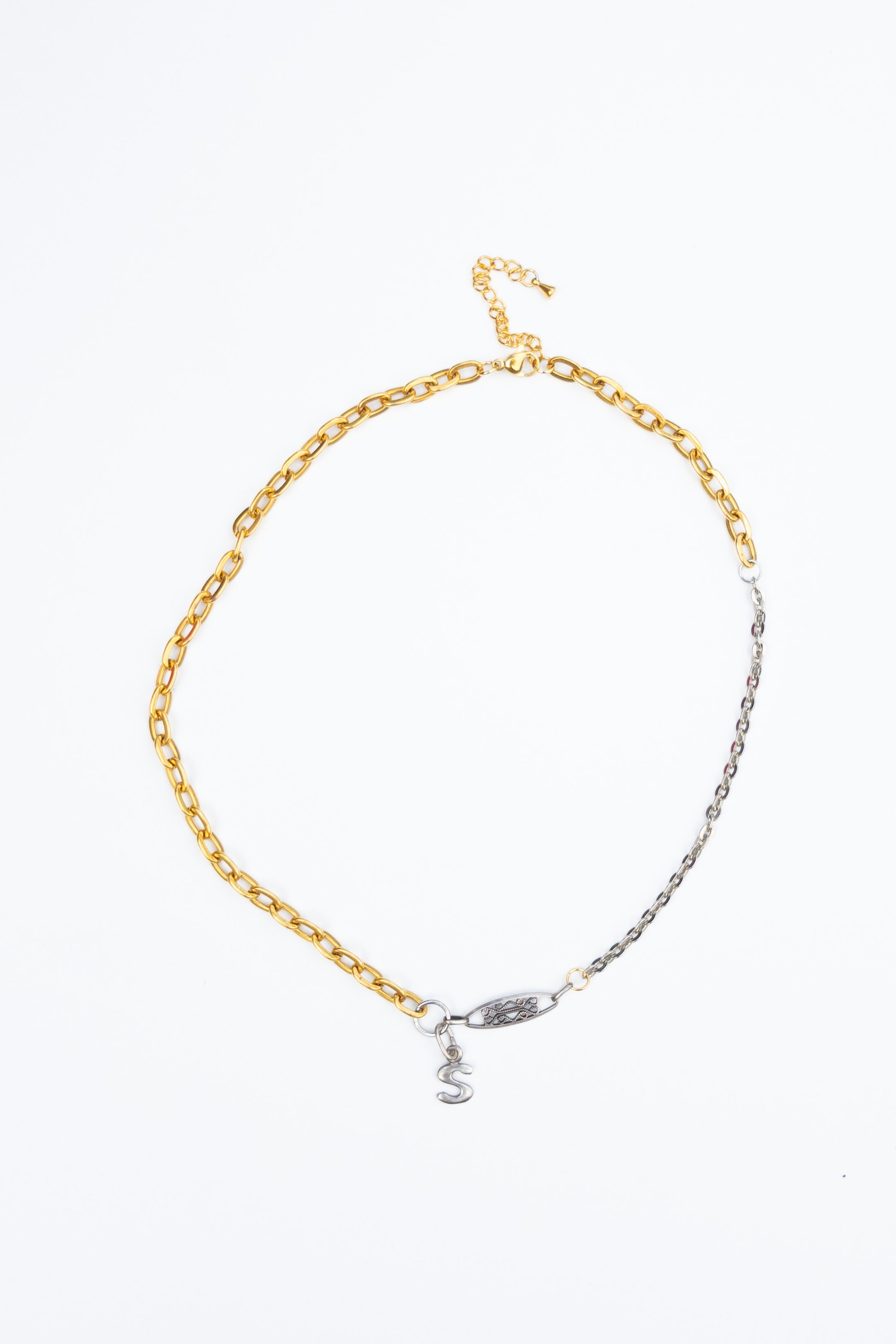 Collier upcyclé chaine Initiale Argent S