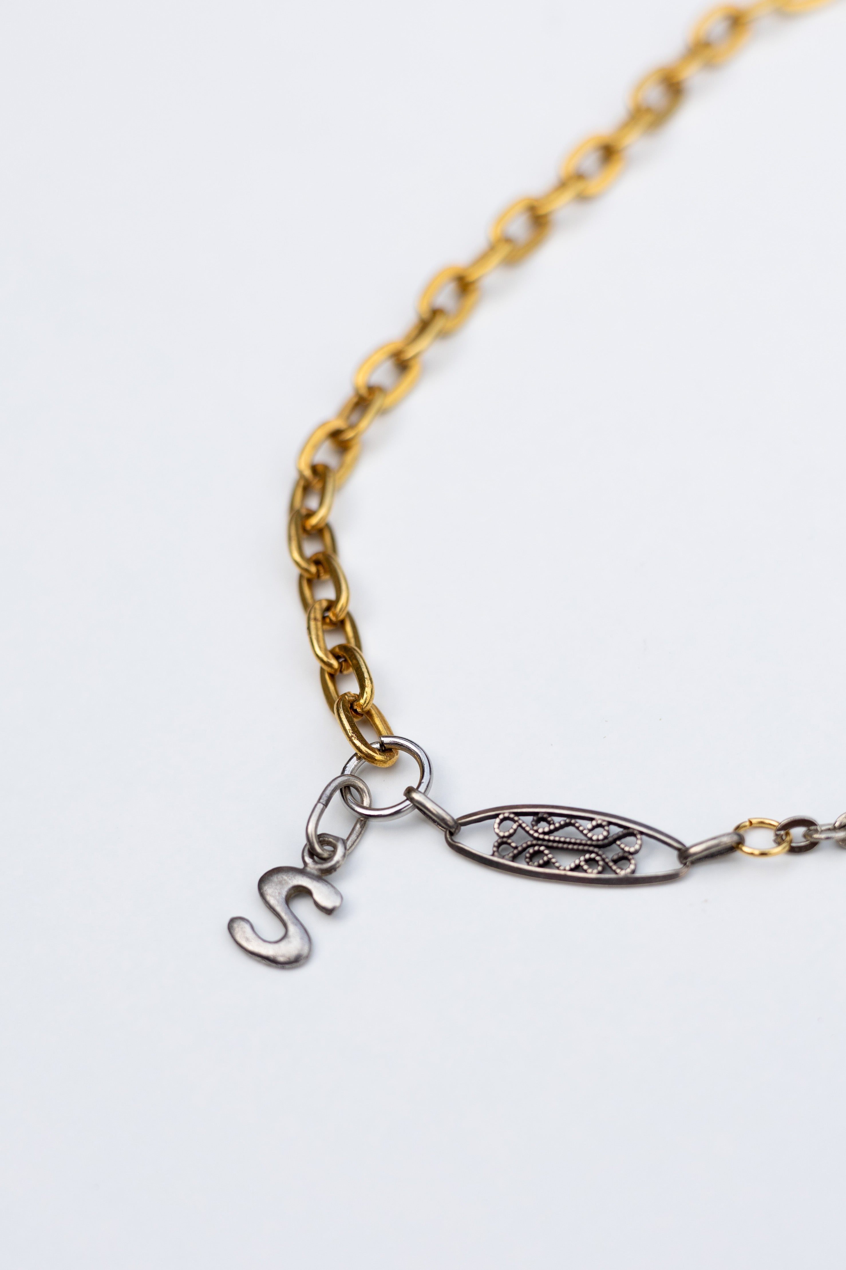 Collier upcyclé chaine Initiale Argent S