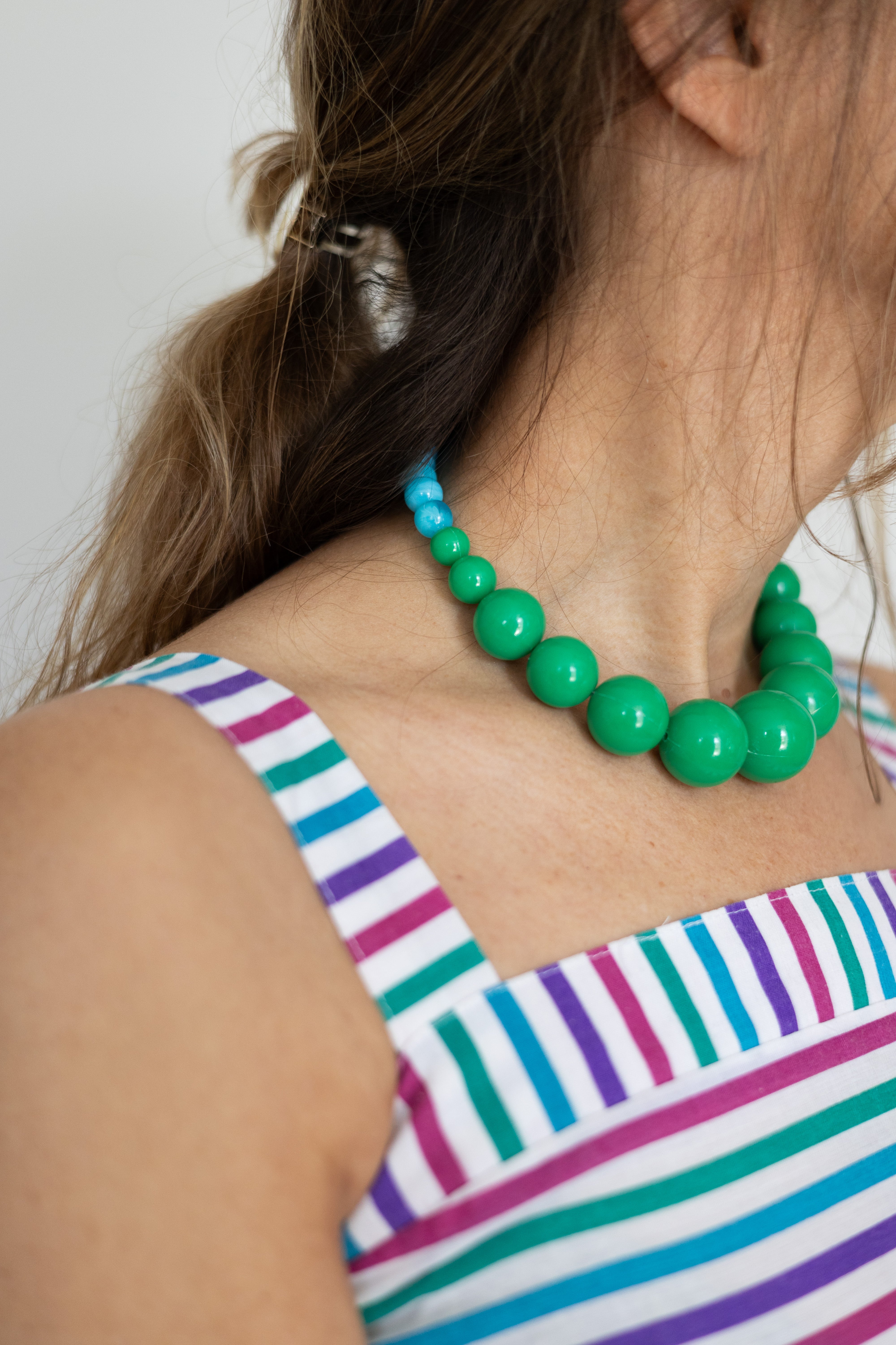 Collier upcyclé en perles Menthe à l’eau